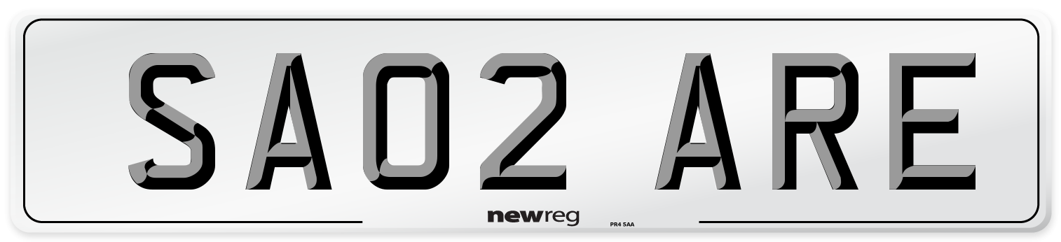 SA02 ARE Number Plate from New Reg